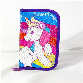 reversible sequin 1 zipper pencil case for kids Gusta-OS014